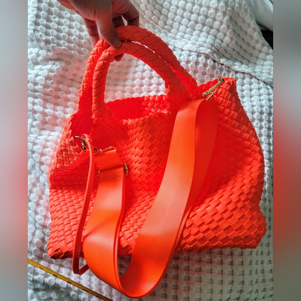 Neon Orange Hobo Tote Purse